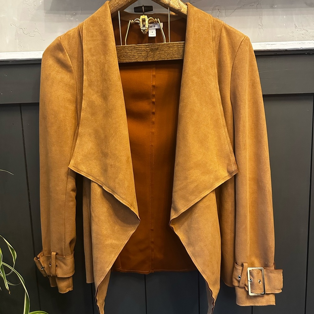 Bar III Camel Women's‎ Faux Suede Blazer Jacket size Small